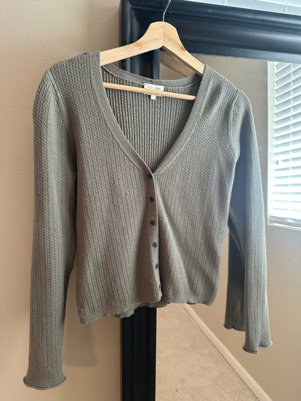 Gentle Fawn Olive Ribbed V-Neck Button Cardigan